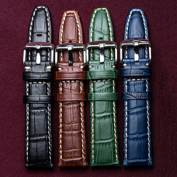 Aligator Grain Leather Strap