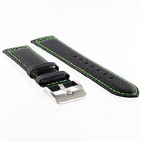 MKS Black Sailcloth Strap w/ Green Stitching