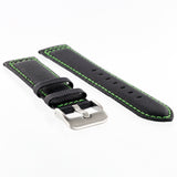 MKS Black Sailcloth Strap w/ Green Stitching